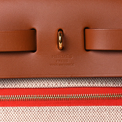 Hermes Toile H Berline Vache Hunter Herbag Zip 31 PM Orange Mecano Fauve 5 of 12