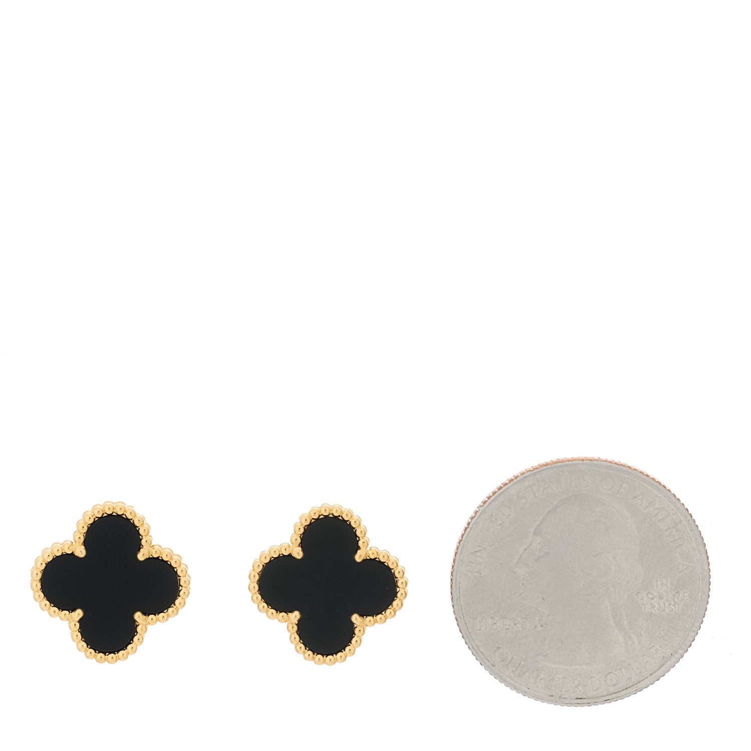 Van Cleef & Arpels 18K Yellow Gold Black Onyx Vintage Alhambra Earrings 2 of 5