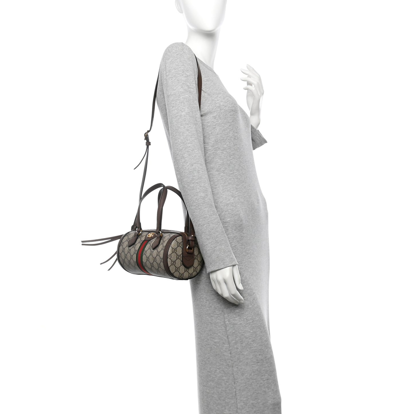 GG Supreme Monogram Web Small Ophidia Boston Bag Beige New Acero