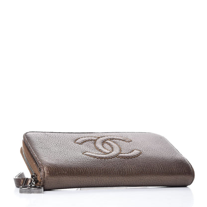 Chanel Metallic Calfskin Large Timeless Zip Around Wallet Brown 4 of 16