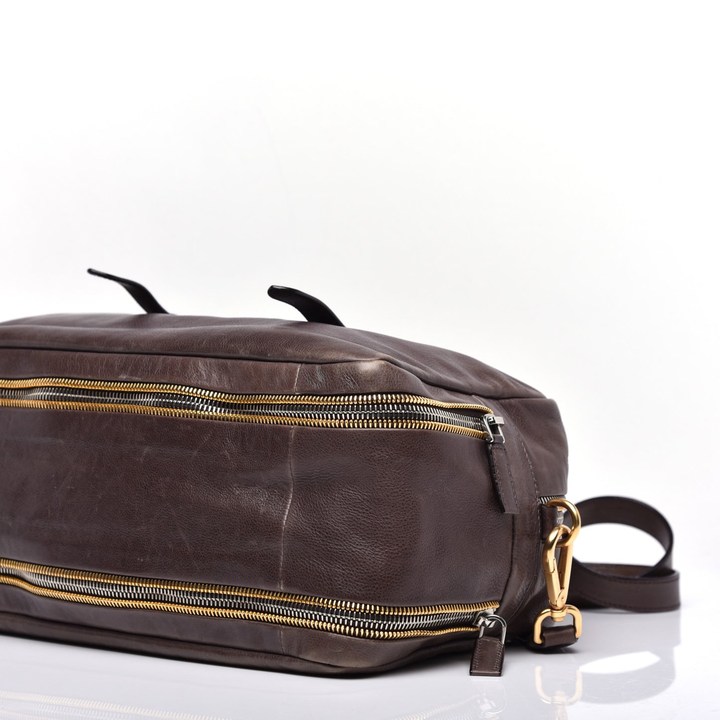 Glace Calfskin Zippers Satchel Ardesia