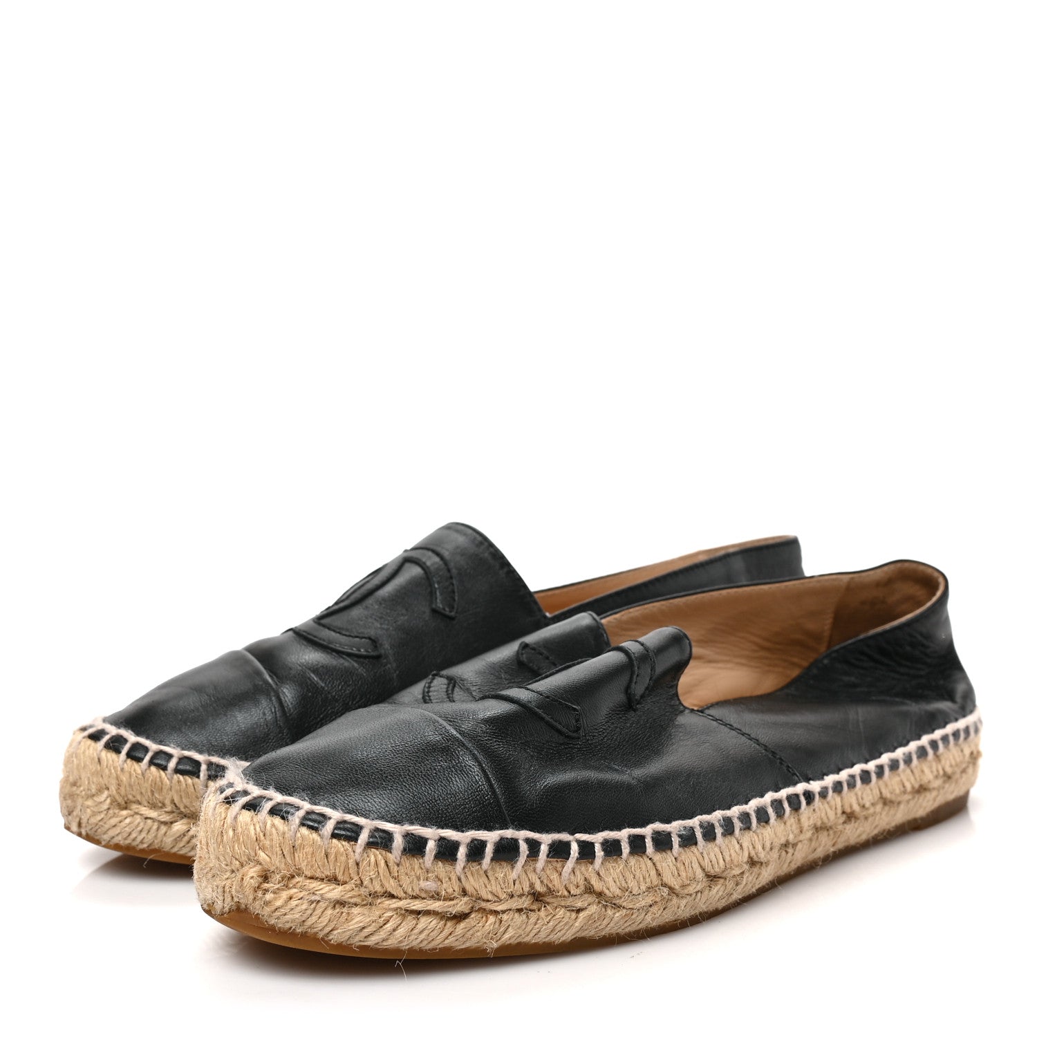 Chanel Lambskin CC Espadrilles 37 Black 3 of 8