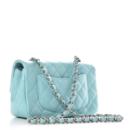 Chanel Lambskin Quilted Mini Rectangular Flap Light Blue 3 of 11