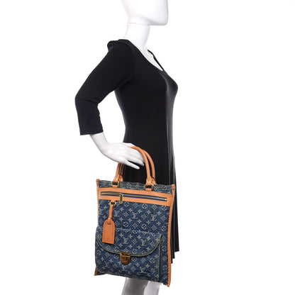 Louis Vuitton Monogram Denim Sac Plat Blue 2 of 9