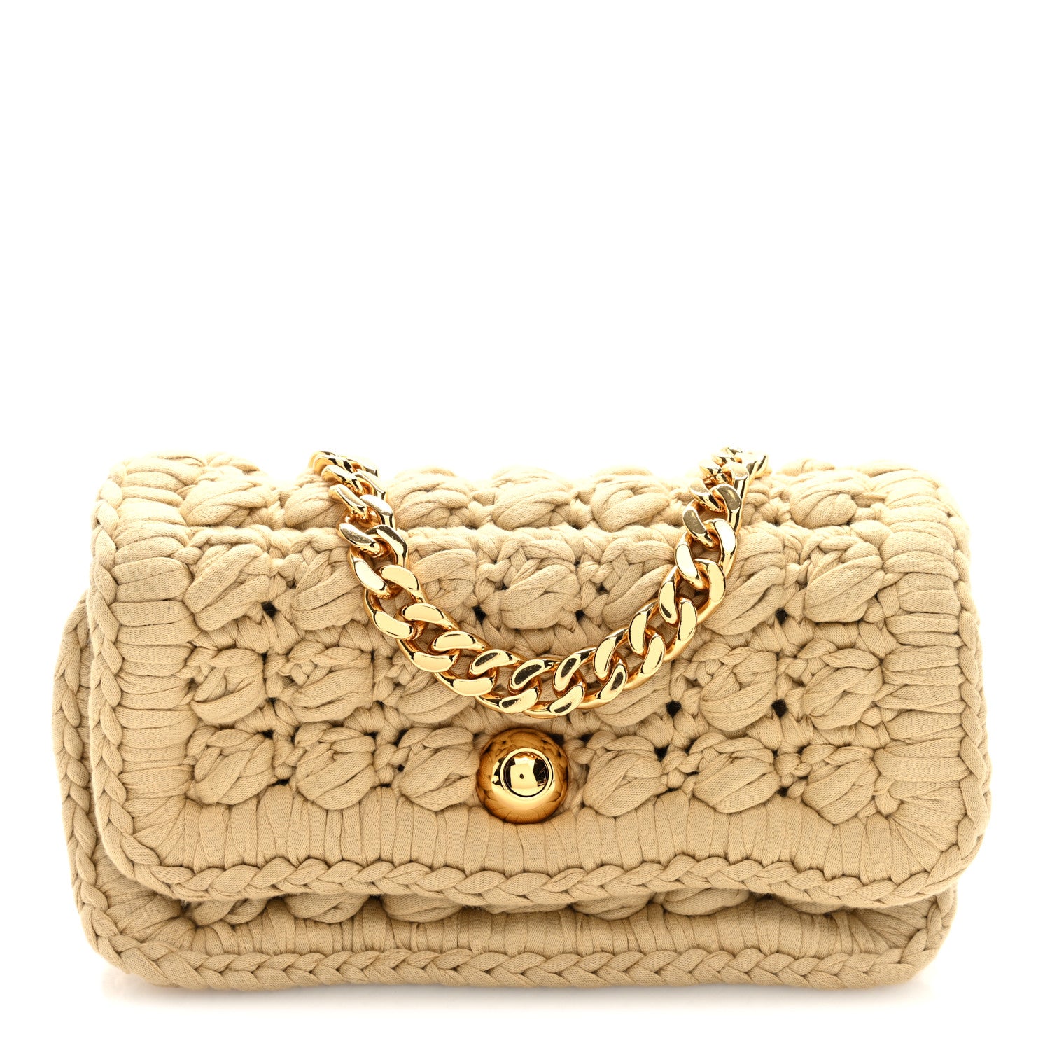 Bottega Veneta Jersey Crochet Shoulder Bag Cane Sugar 1 of 9