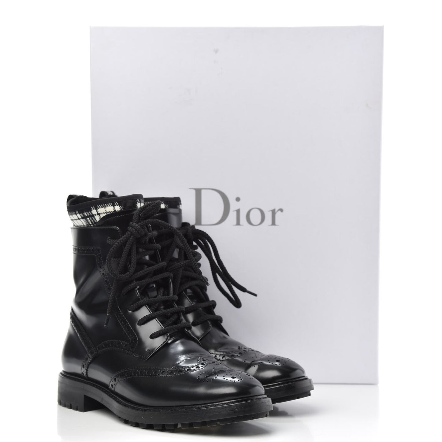 Calfskin D-Order Low Boot 39.5 Black White