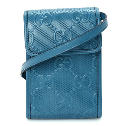 Gucci Calfskin GG Tennis Embossed Mini Crossbody Bag  Blue 1 of 8