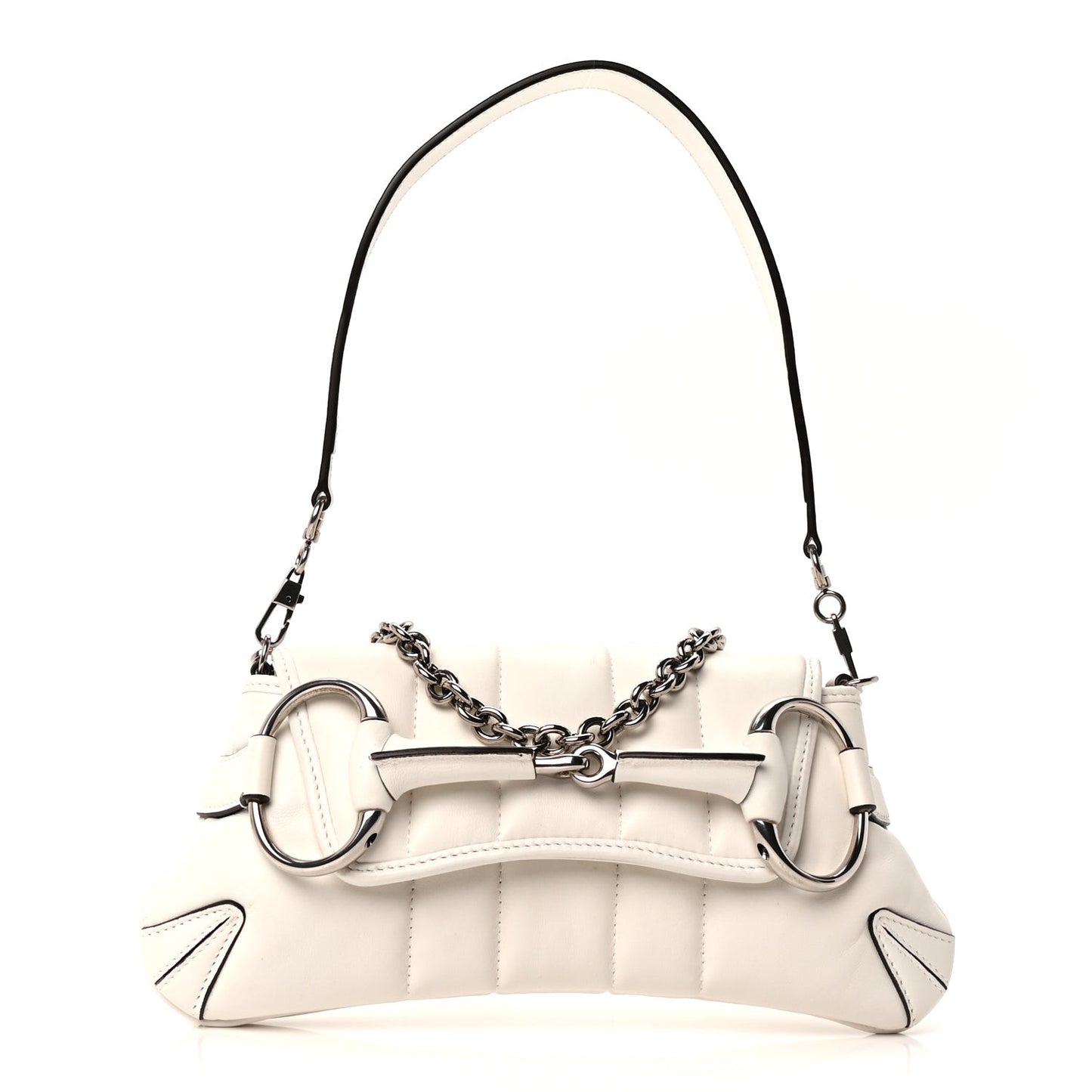 Nappa Vertical Matelasse Small Maxi Horsebit Chain Shoulder Bag Great White