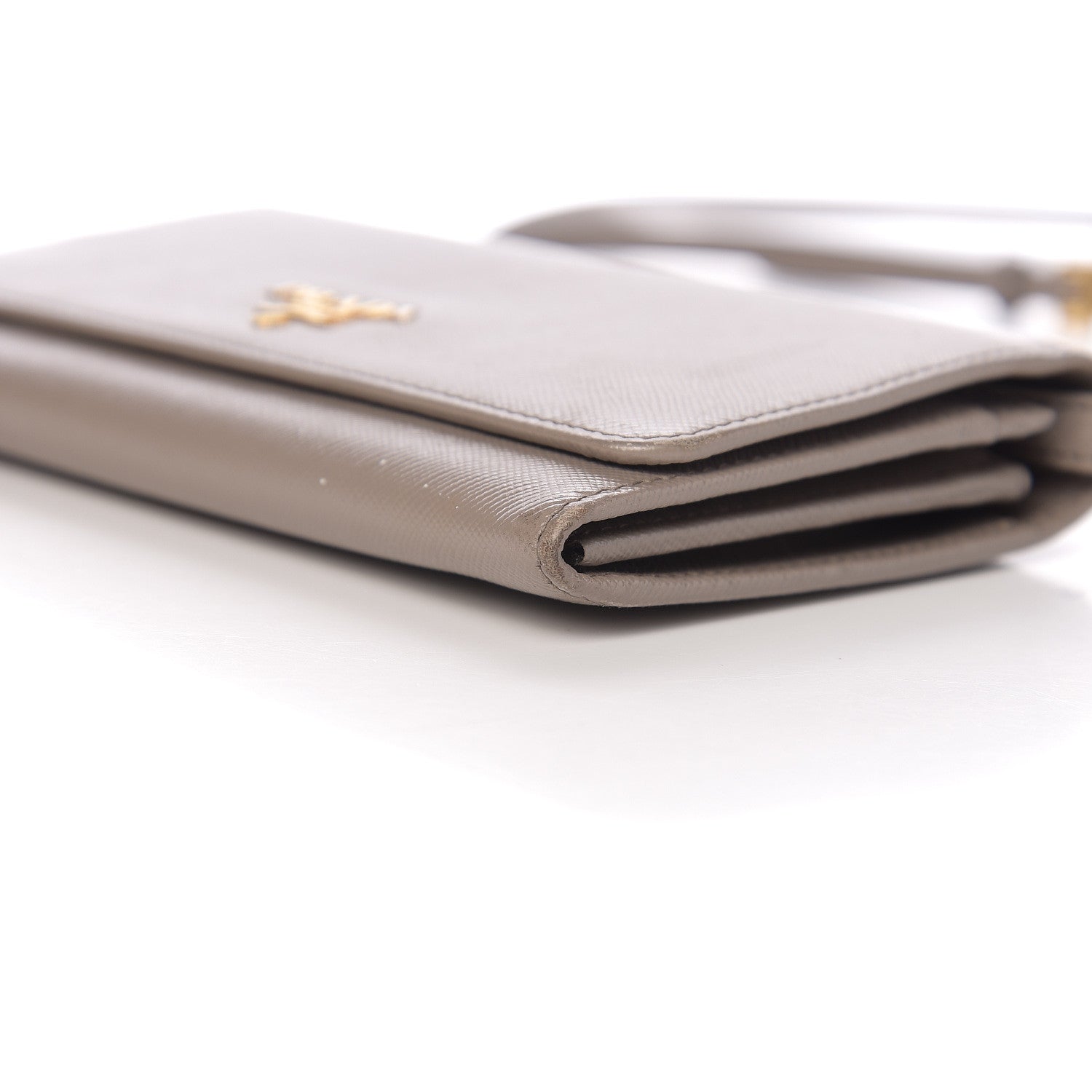 Prada Saffiano Metal Flap Wallet With Strap Argilla 8 of 9