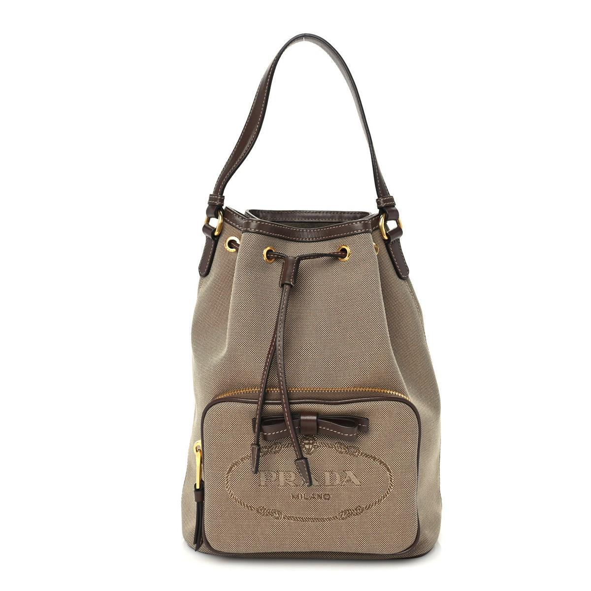 Jacquard Logo Mini Bucket Crossbody Bag Corda Bruciato