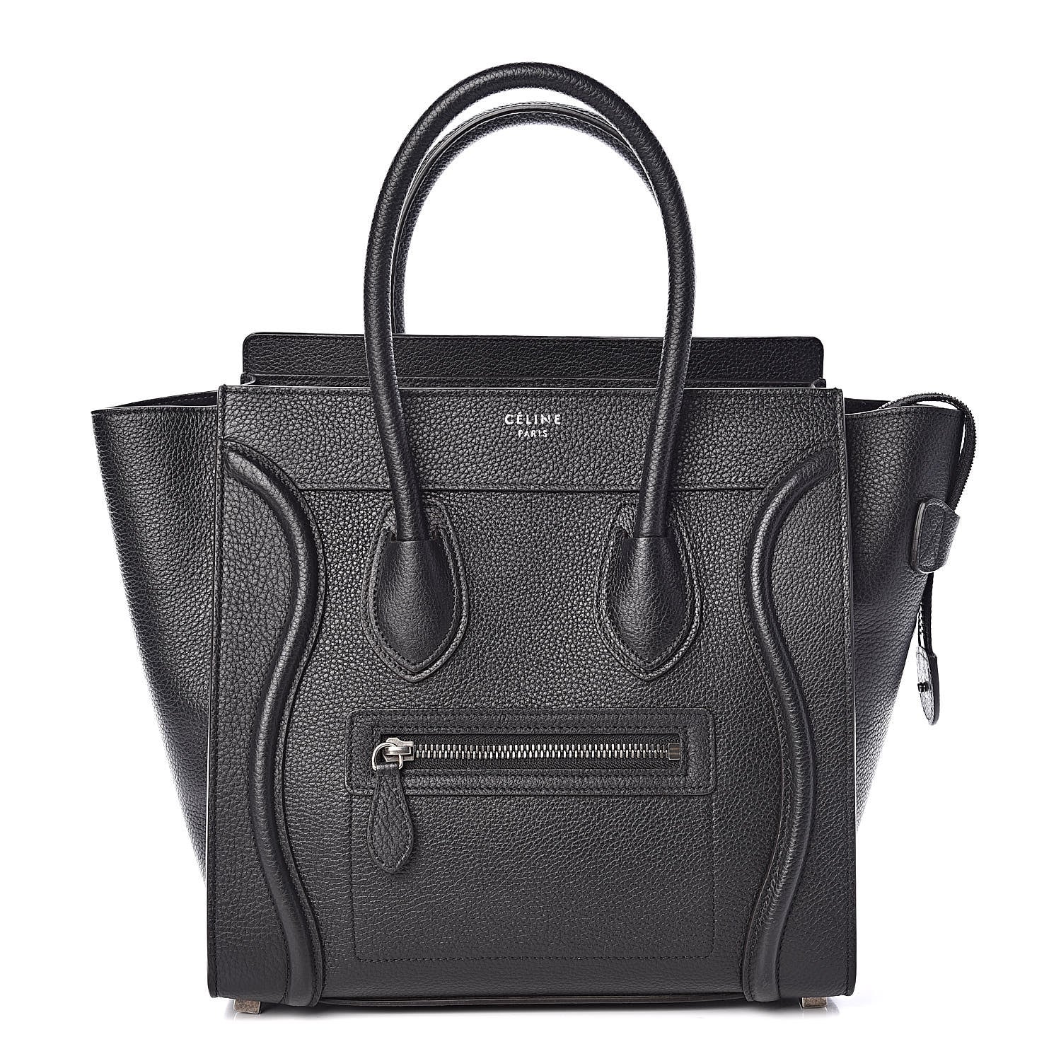 Celine Drummed Calfskin Micro Luggage Black 1 of 10