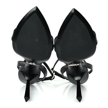 Prada Spazzolato Metal Triangle Logo Pointed Toe Sandals 40  Black 6 of 8
