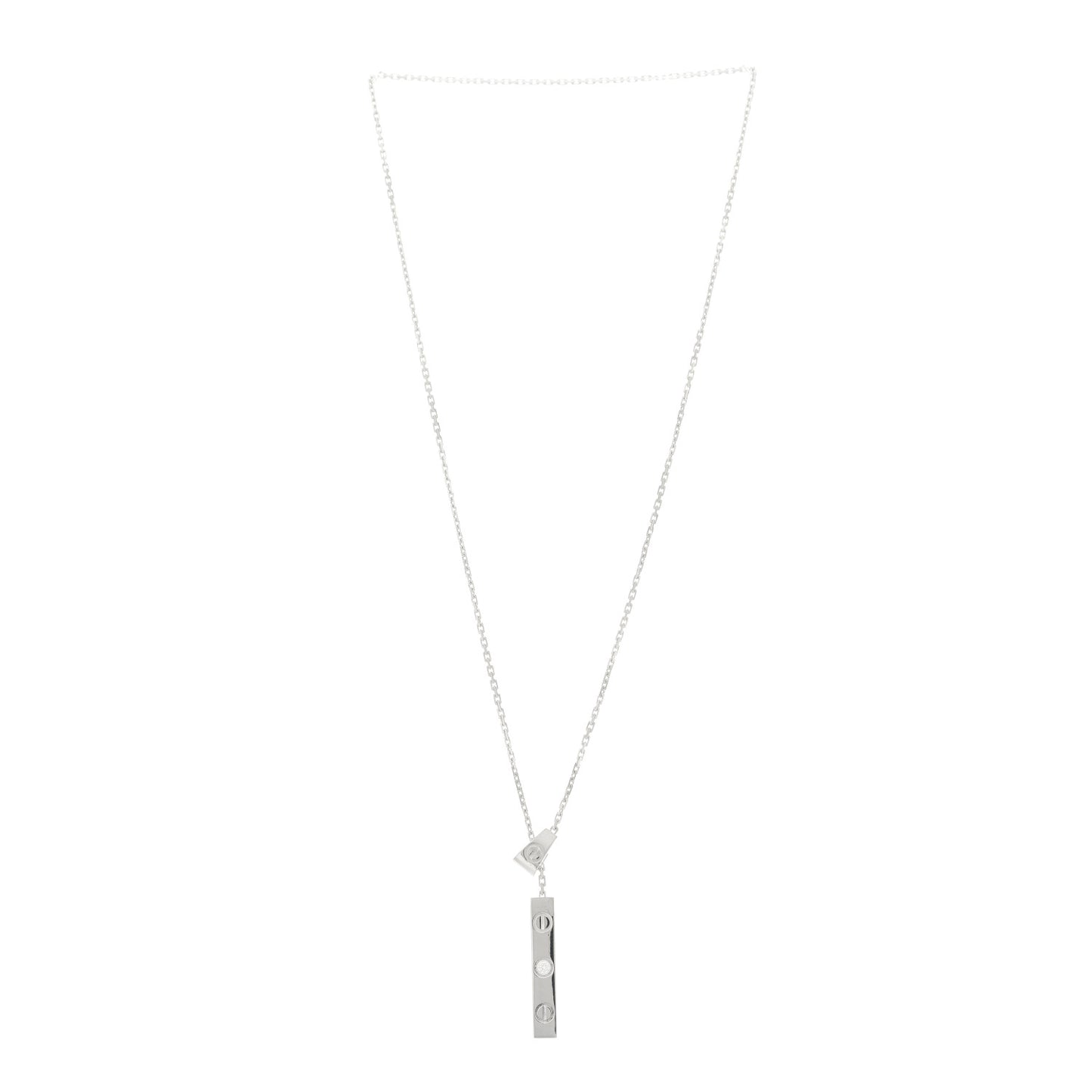 18K White Gold Diamond LOVE Lariat Necklace
