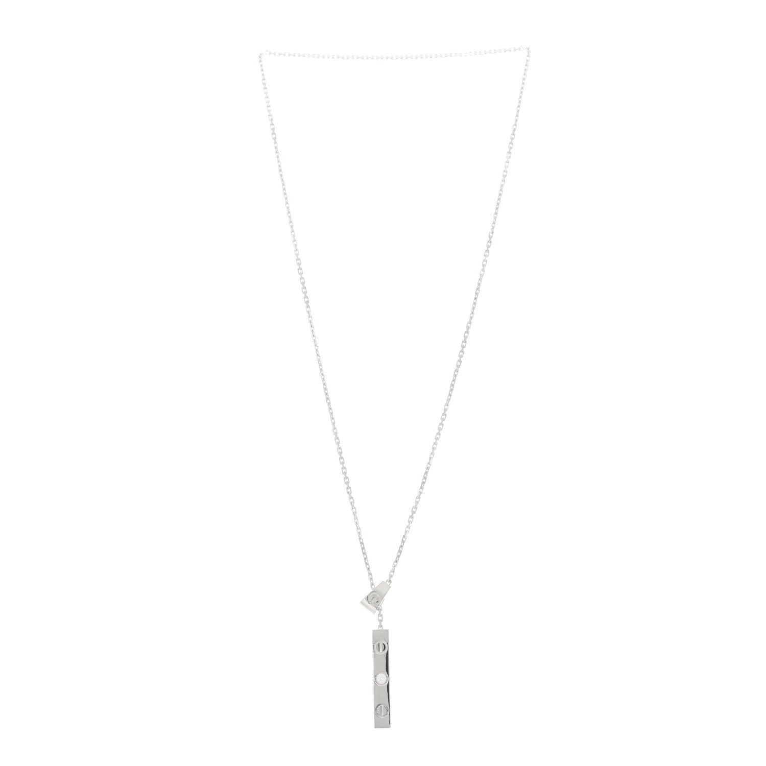 Cartier 18K White Gold Diamond LOVE Lariat Necklace 3 of 6