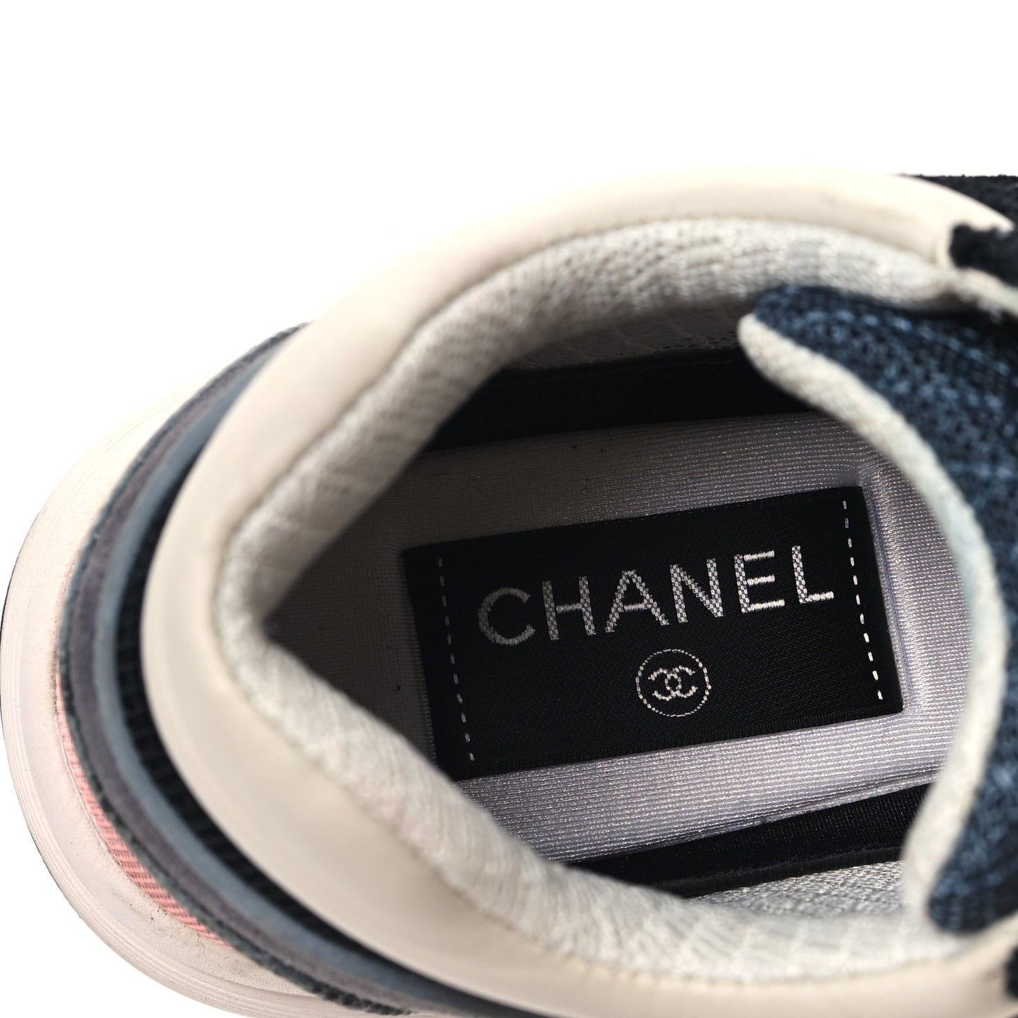 Nylon Calfskin Suede Womens CC Sneakers 37 Dark Grey Pink