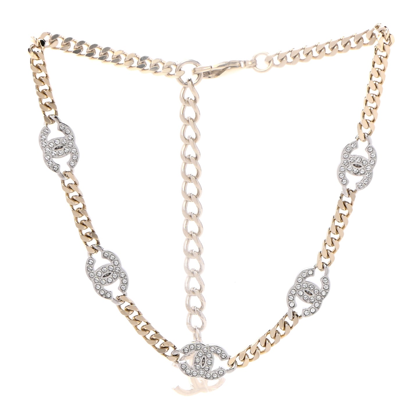 Crystal Chain CC Choker Gold Silver