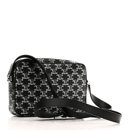 Celine Triomphe Canvas Medium Messenger Bag Black Silver 3 of 9