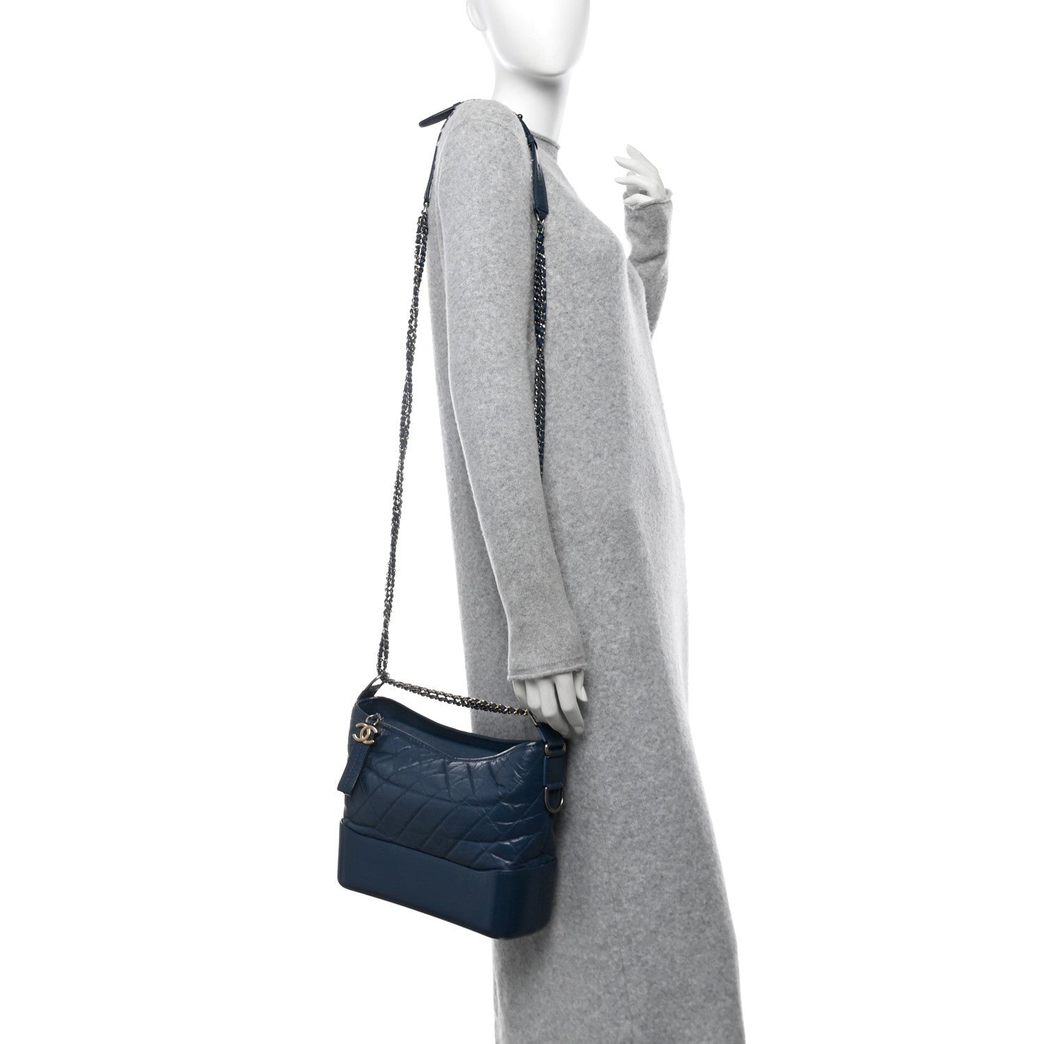 Chanel Aged Calfskin Quilted Medium Gabrielle Hobo Blue 2 of 7