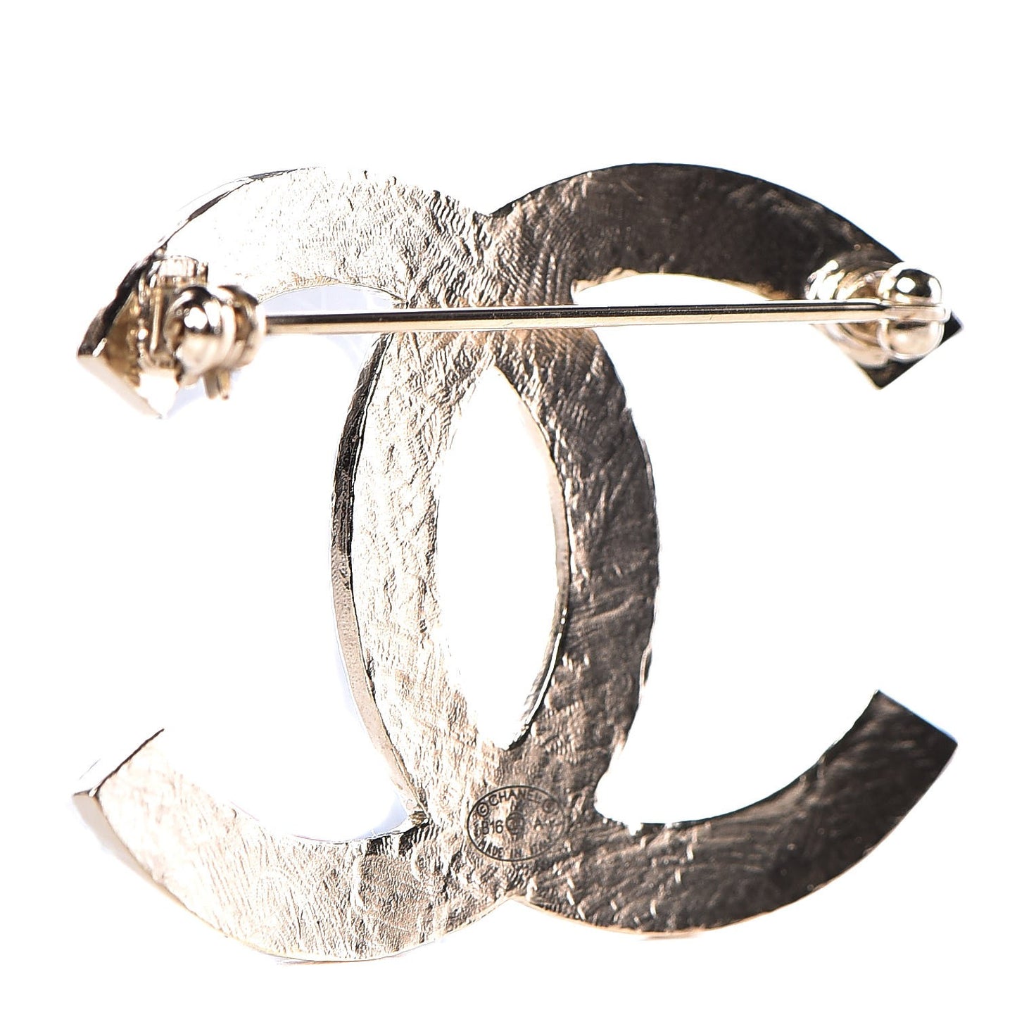 Quilted CC Brooch Light Gold