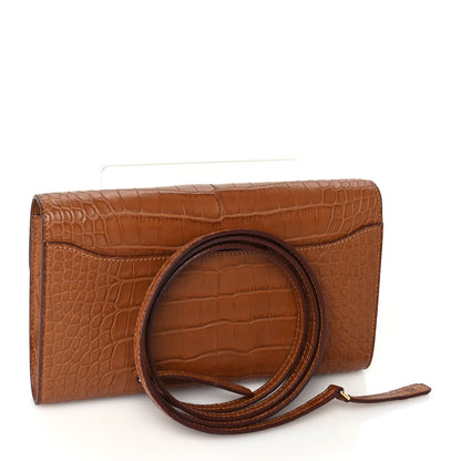 Hermes Matte Alligator Constance Long Wallet To Go Gold 2 of 8