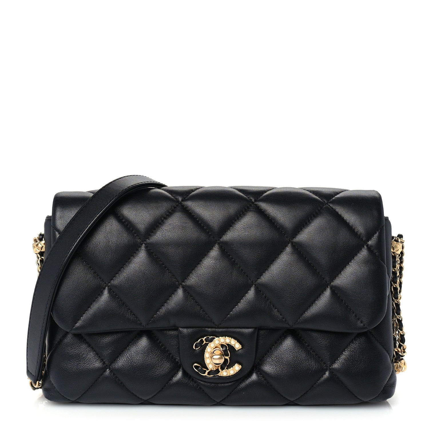 Chanel Lambskin Quilted Crush on Chains Flap Bag Black 1 of 9