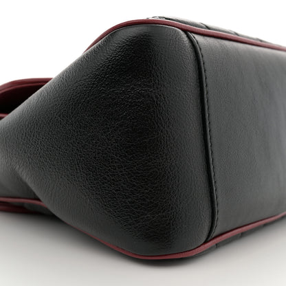 Gucci Vintage Effect Calfskin Matelasse Diagonal Small Torchon GG Marmont Top Handle Shoulder Bag Black Romantic Cherry 9 of 14