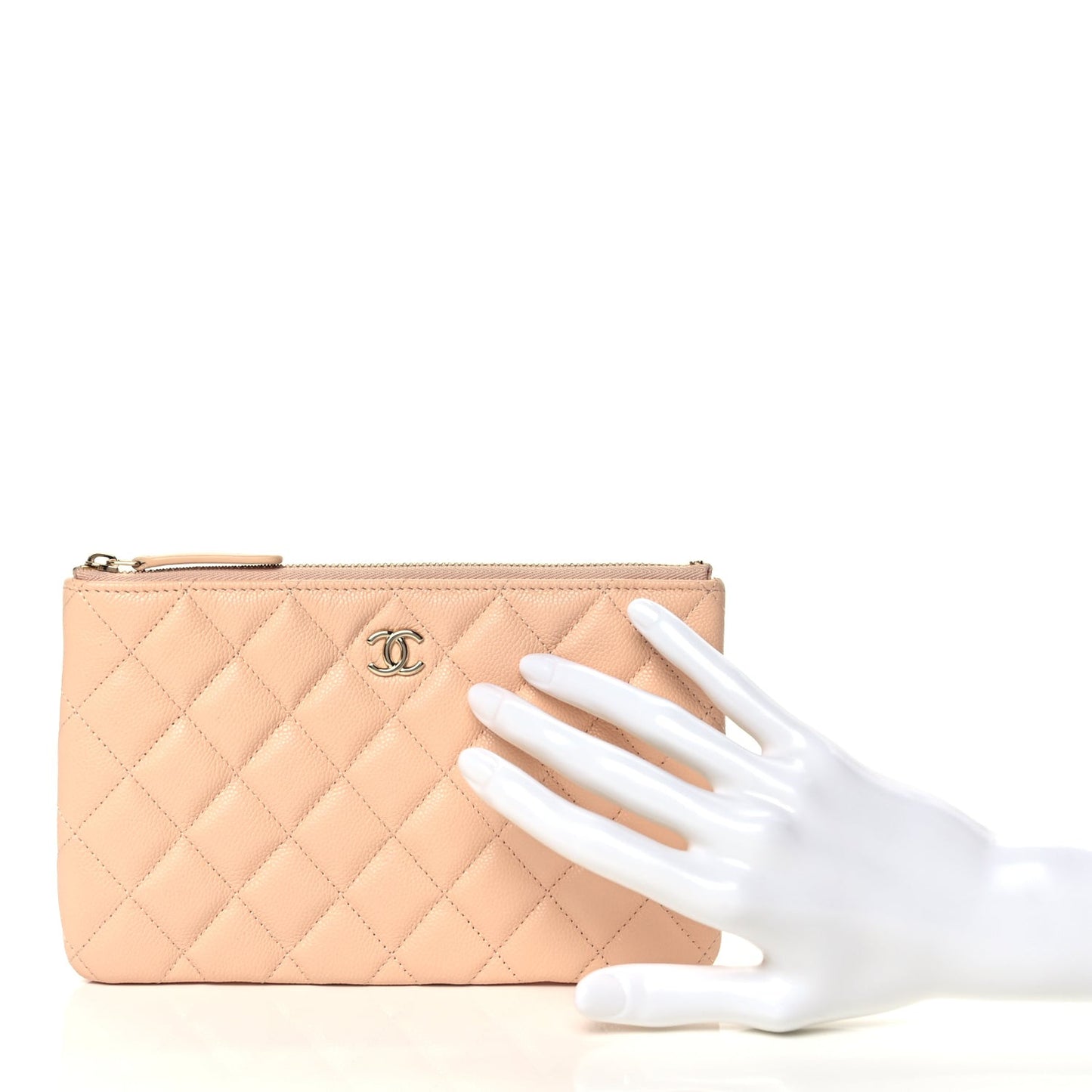 Caviar Quilted Cosmetic Case Beige