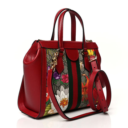 Gucci GG Supreme Monogram Flora Web Small Ophidia Tote Bag Red 3 of 11