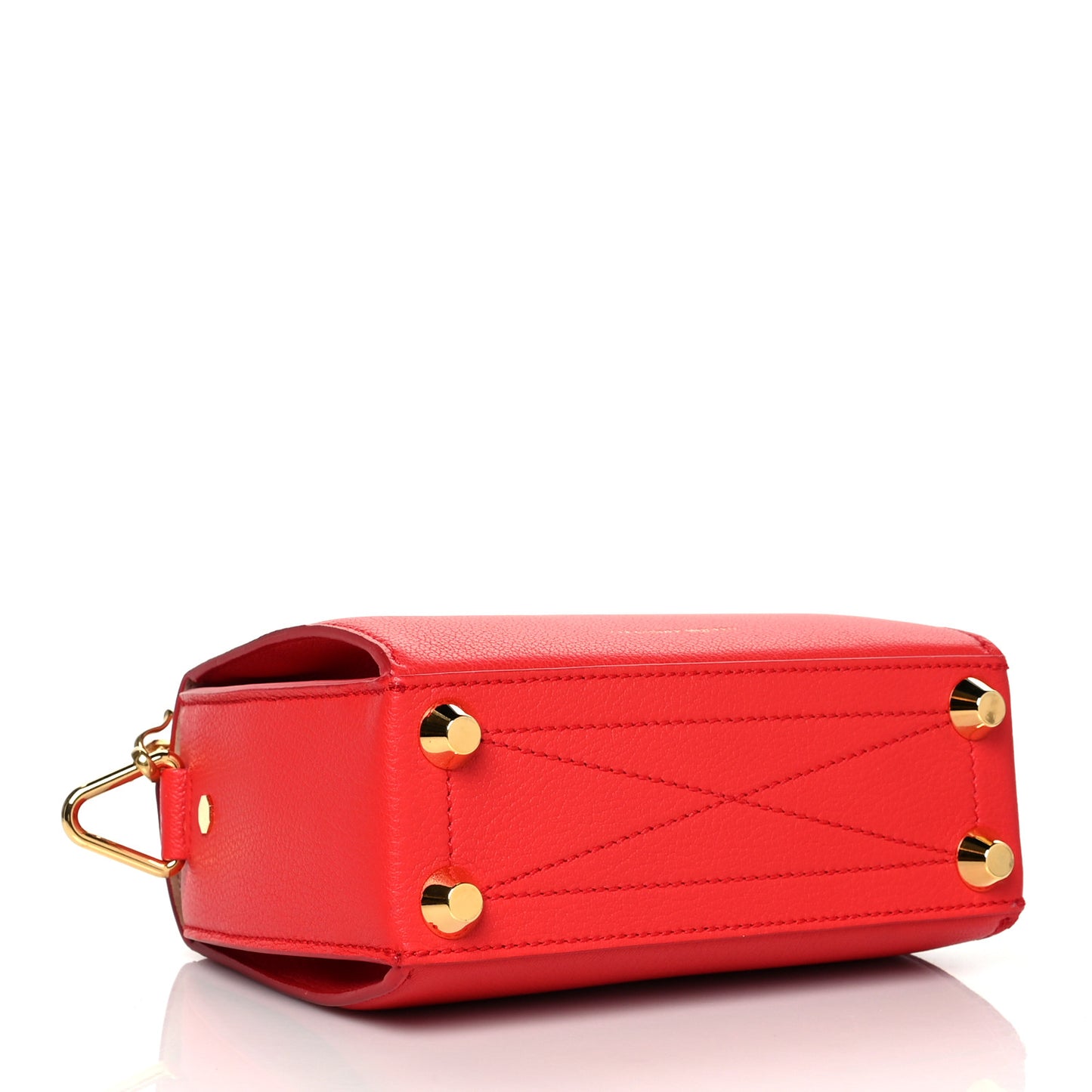 Fine Grain Goatskin Box Shoulder Bag 19 Red