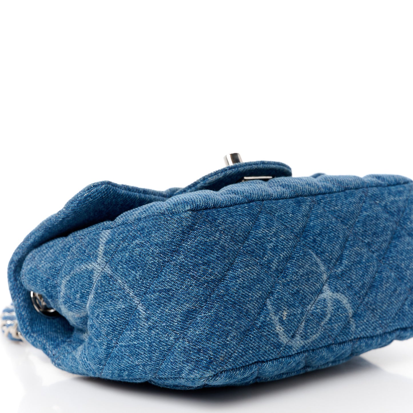 Denim CC Quilted Mini Square Flap Blue