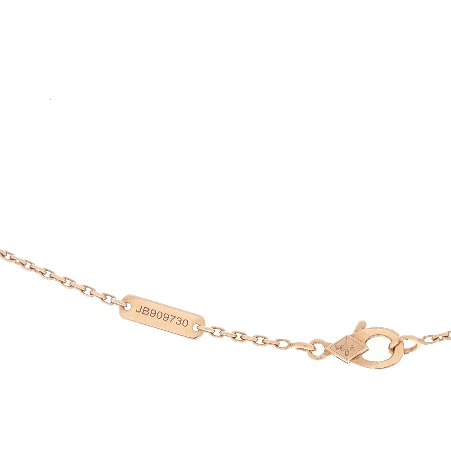 18K Rose Gold Gray Mother of Pearl Vintage Alhambra Pendant Necklace Grey