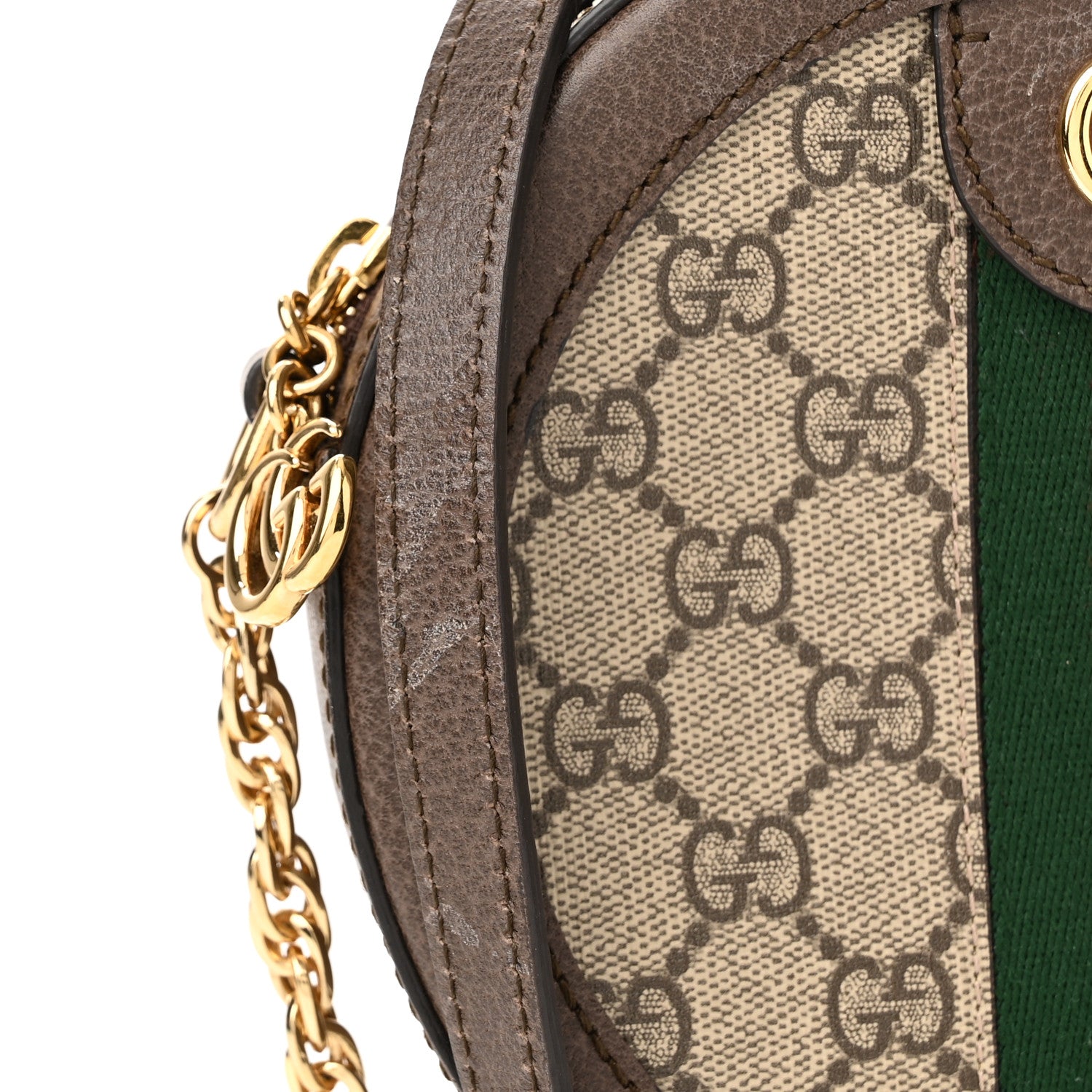 Gucci GG Supreme Monogram Web Mini Ophidia Round Shoulder Bag Brown 10 of 10