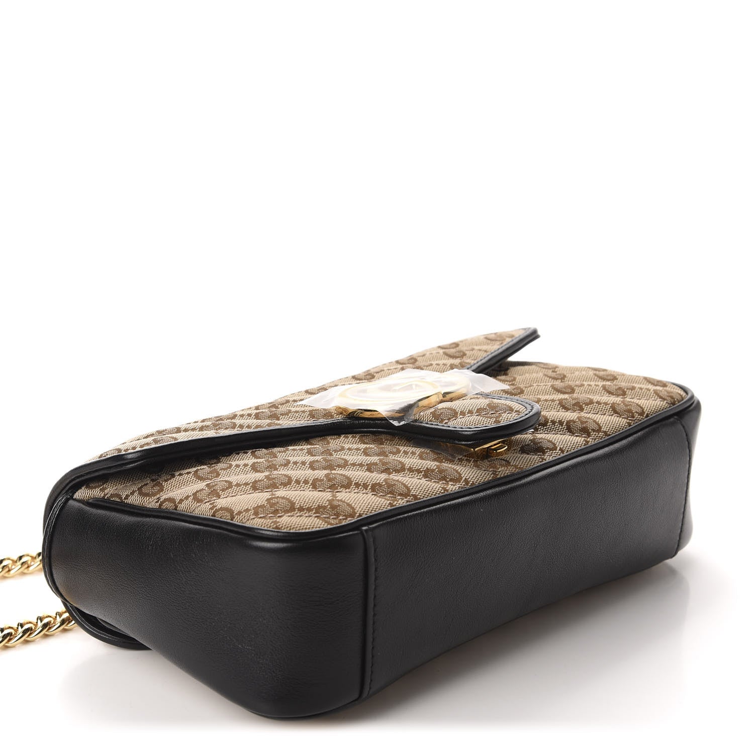 Gucci Monogram Matelasse Diagonal Small GG Marmont Shoulder Bag Beige Black 4 of 10
