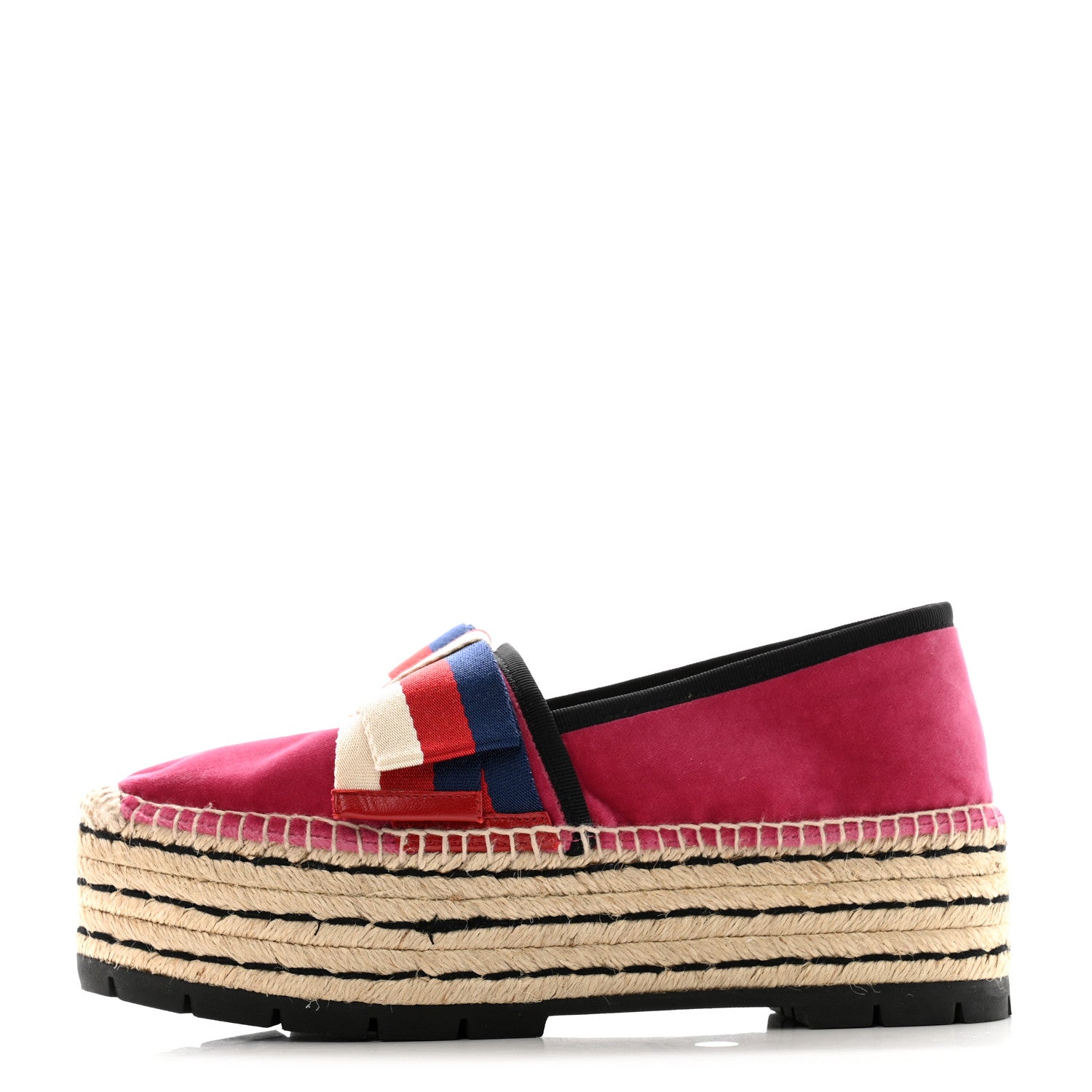 Gucci Velvet Sylvie Web Platform Espadrilles 38.5 Light Raspberry Rose 1 of 12