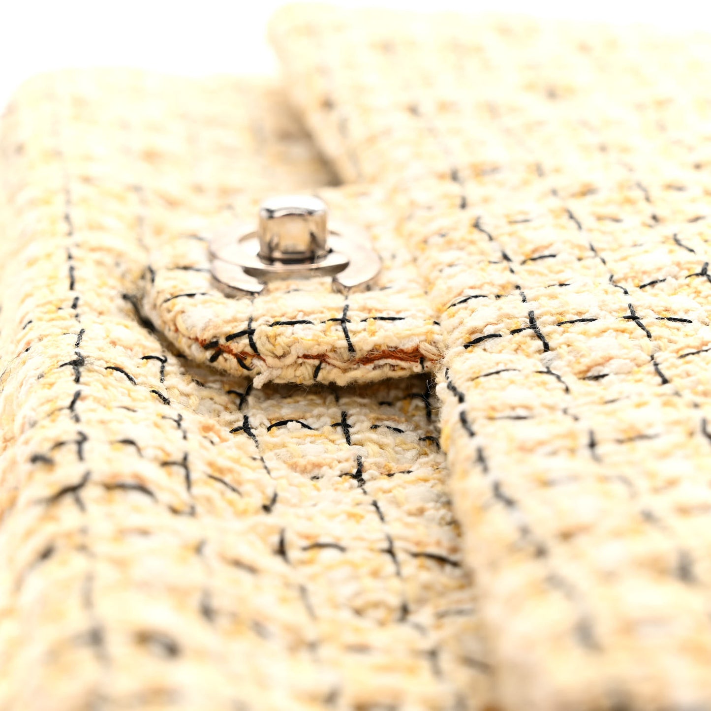 Tweed Quilted Medium Double Flap Beige Multicolor