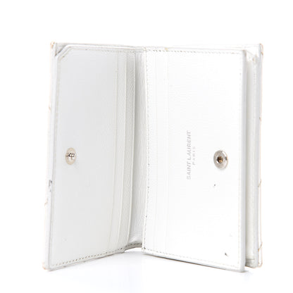 Saint Laurent Grain De Poudre Matelasse Chevron Monogram Card Case White 5 of 11