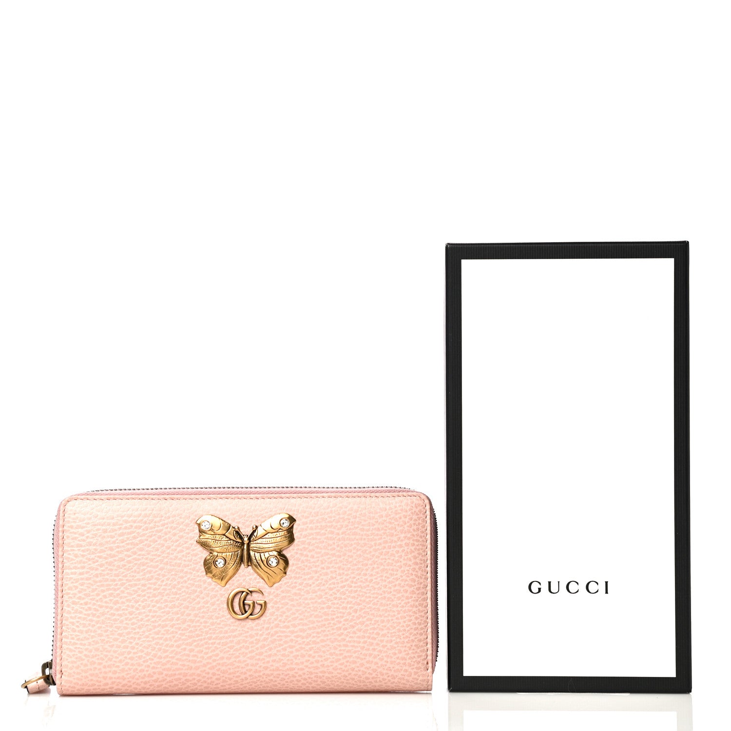 Gucci Calfskin Butterfly Farfalla Zip Around Wallet Perfect Pink 10 of 10