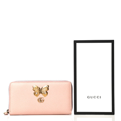 Gucci Calfskin Butterfly Farfalla Zip Around Wallet Perfect Pink 10 of 10