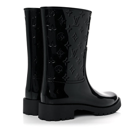 Louis Vuitton Rubber Embossed Monogram Drops Flat Half Boots 41 Black 4 of 8