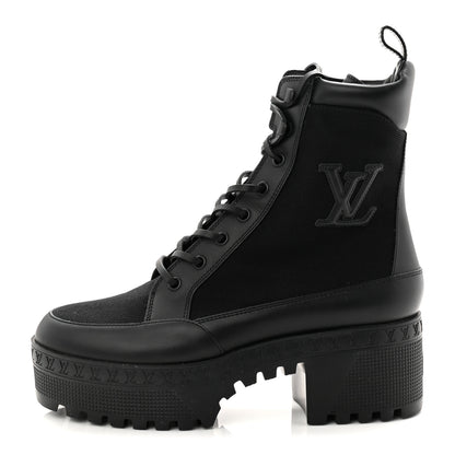 Louis Vuitton Canvas Laureate Platform Desert Boots 37.5 Black 1 of 9
