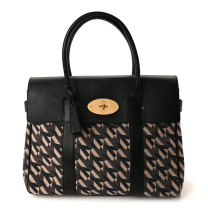 Mulberry Monogram Smooth Calfskin Canvas Print Bayswater  Black 1 of 8