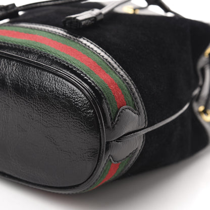 Gucci Suede Patent Web Small Ophidia Bucket Bag Black 7 of 10