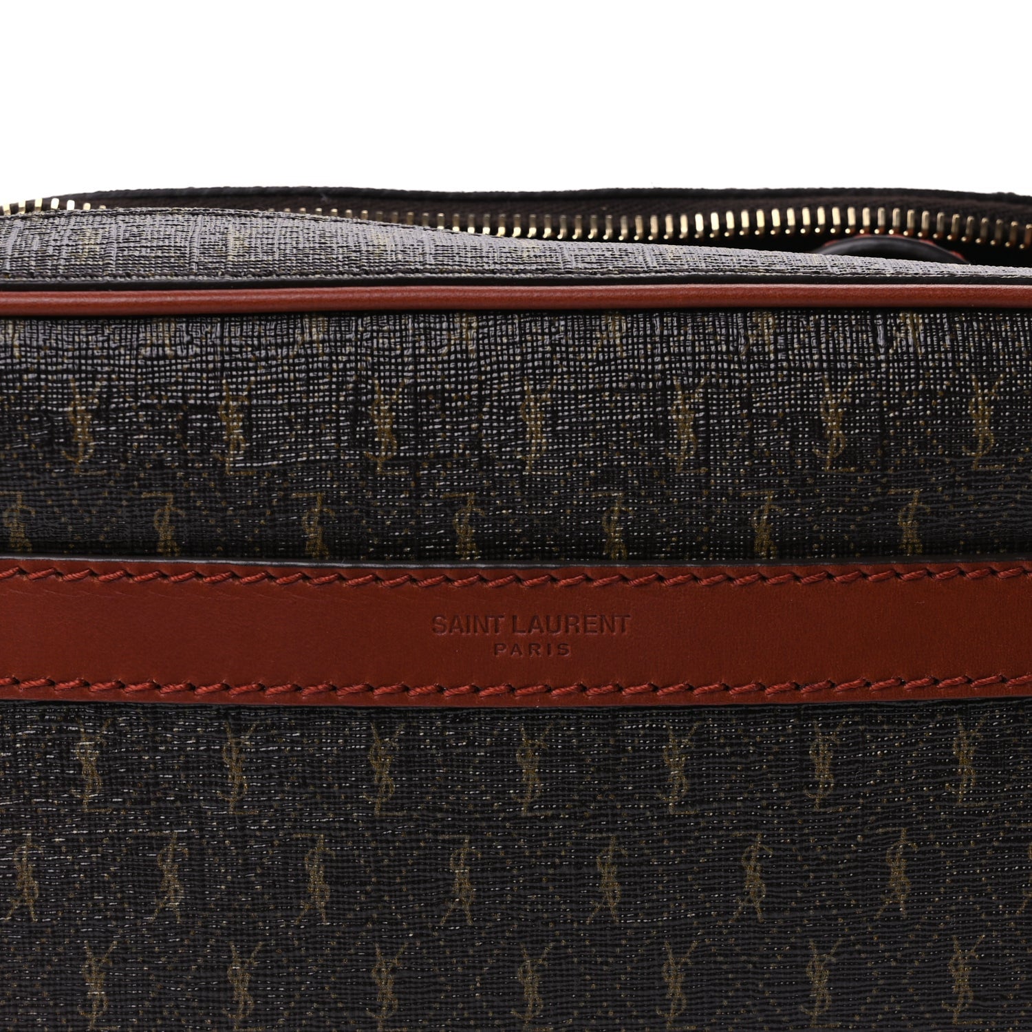 Saint Laurent Canvas Smooth Calfskin Le Monogramme Camera Bag  Chestnut 6 of 8