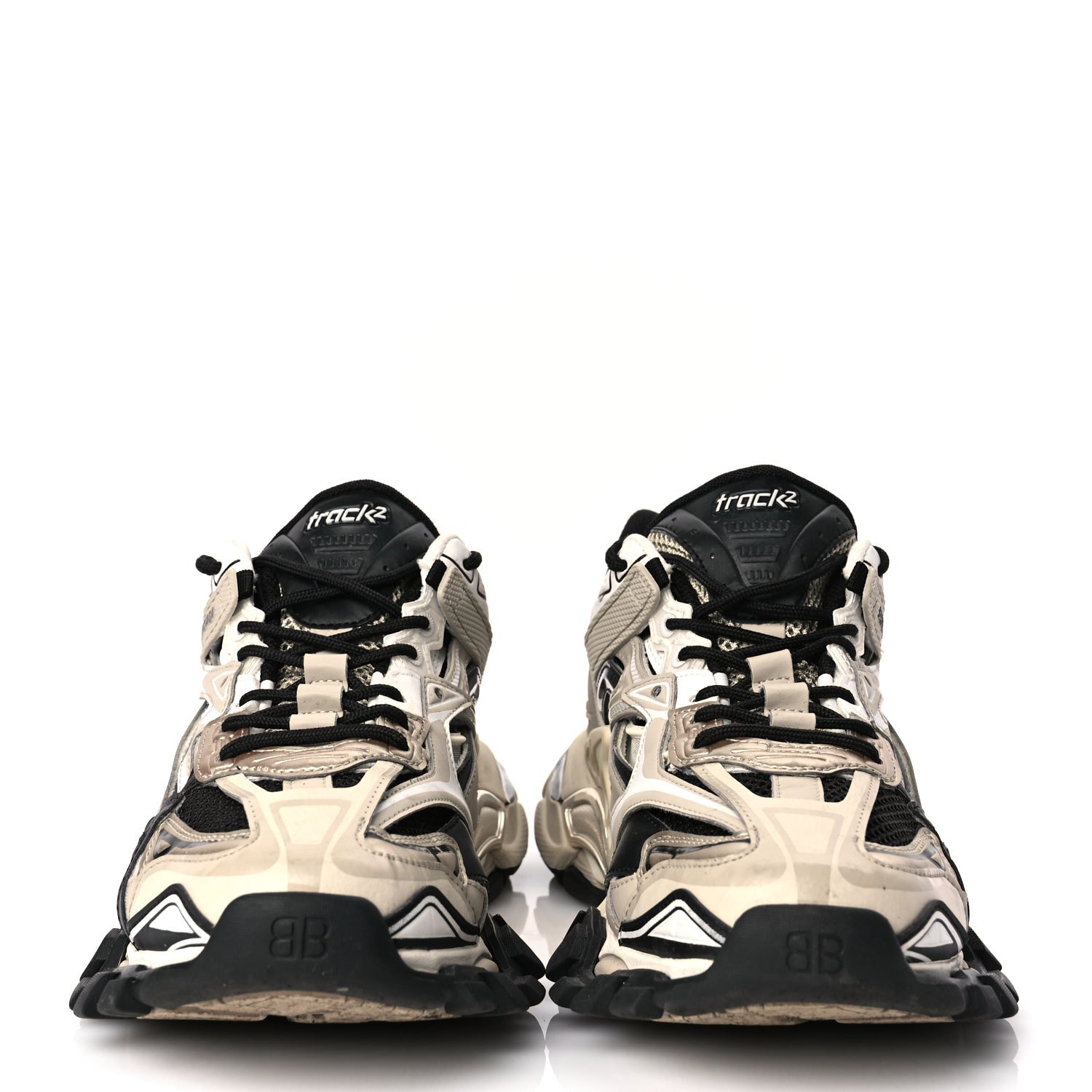 Balenciaga Rubber Mesh Bi-Color Mens Track.2 Open Sneakers 43 Beige Black 2 of 8