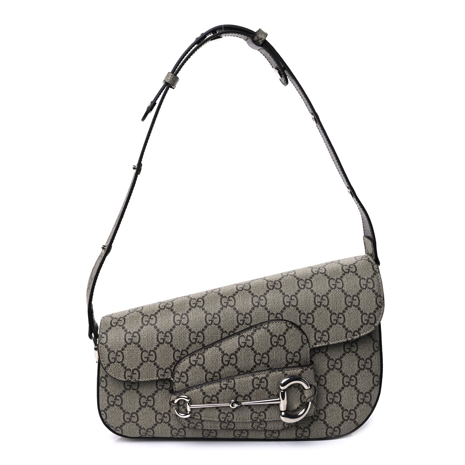 Gucci Monogram Small Horsebit 1955 Asymmetric Shoulder Bag  Beige Brown Sugar 2 of 16