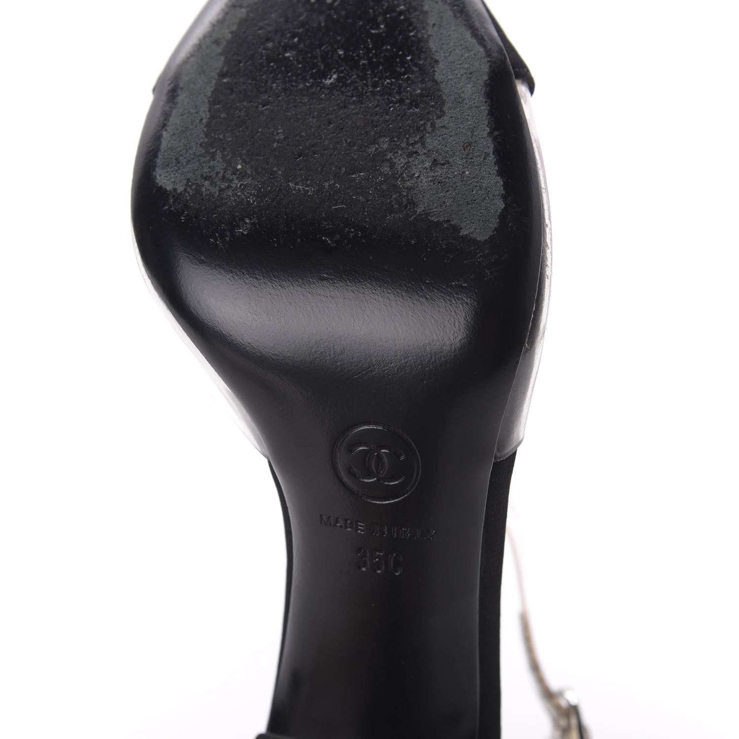 Chanel PVC Silk Crepe Cap Toe CC Pumps 35 Black 6 of 7