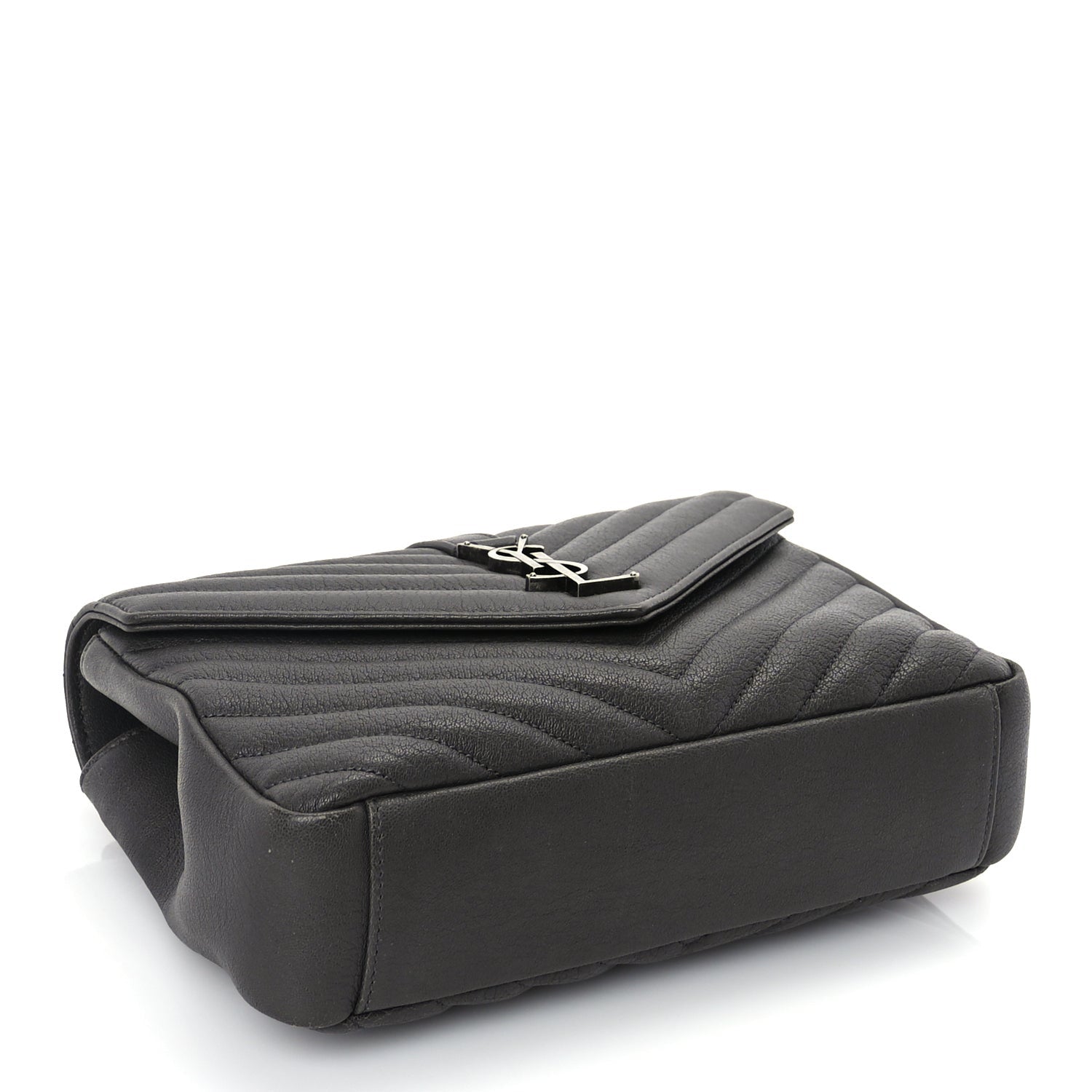 Saint Laurent Sheepskin Matelasse Chevron Monogram Medium College Satchel Dark Anthracite 3 of 8