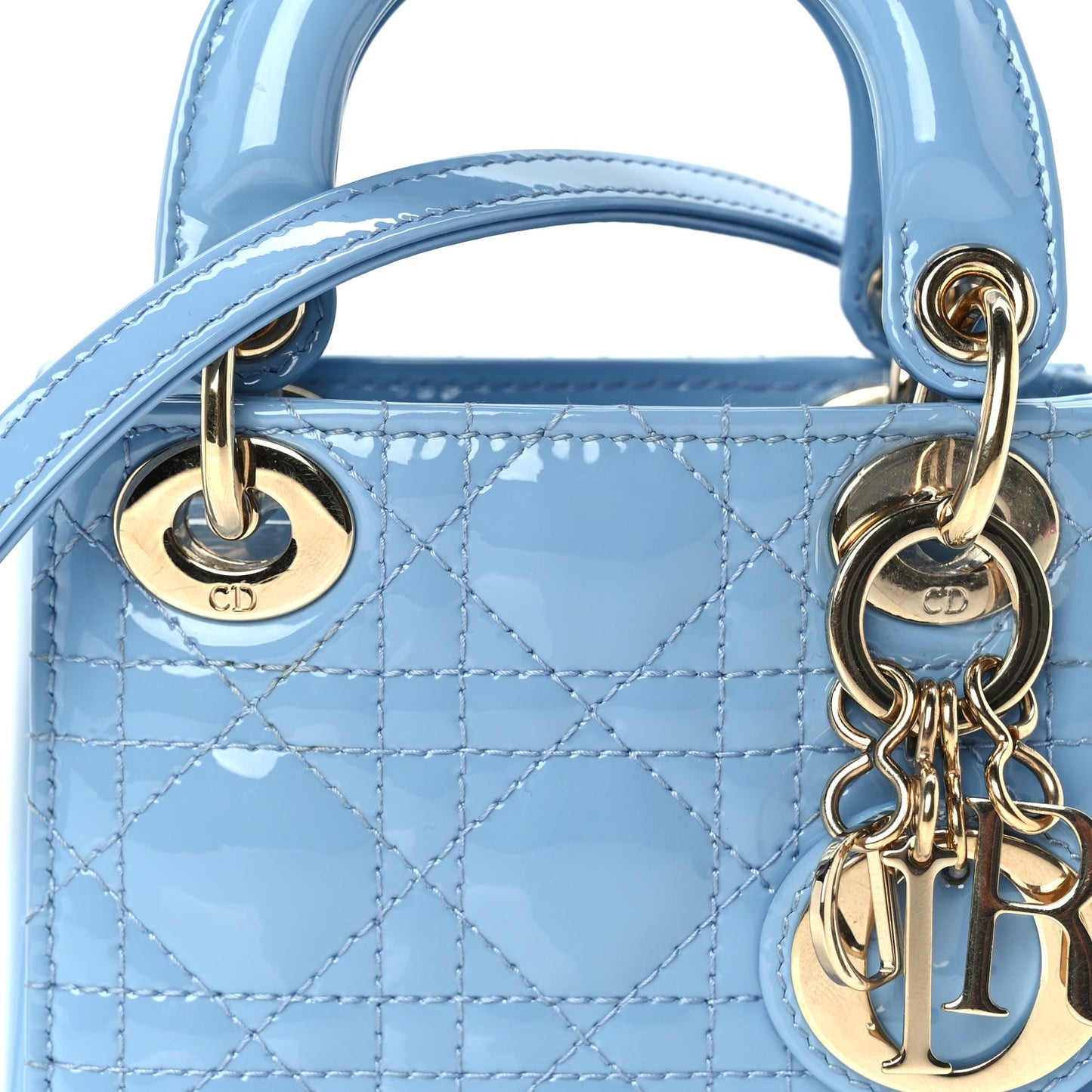 Patent Cannage Micro Lady Dior  Cornflower Blue