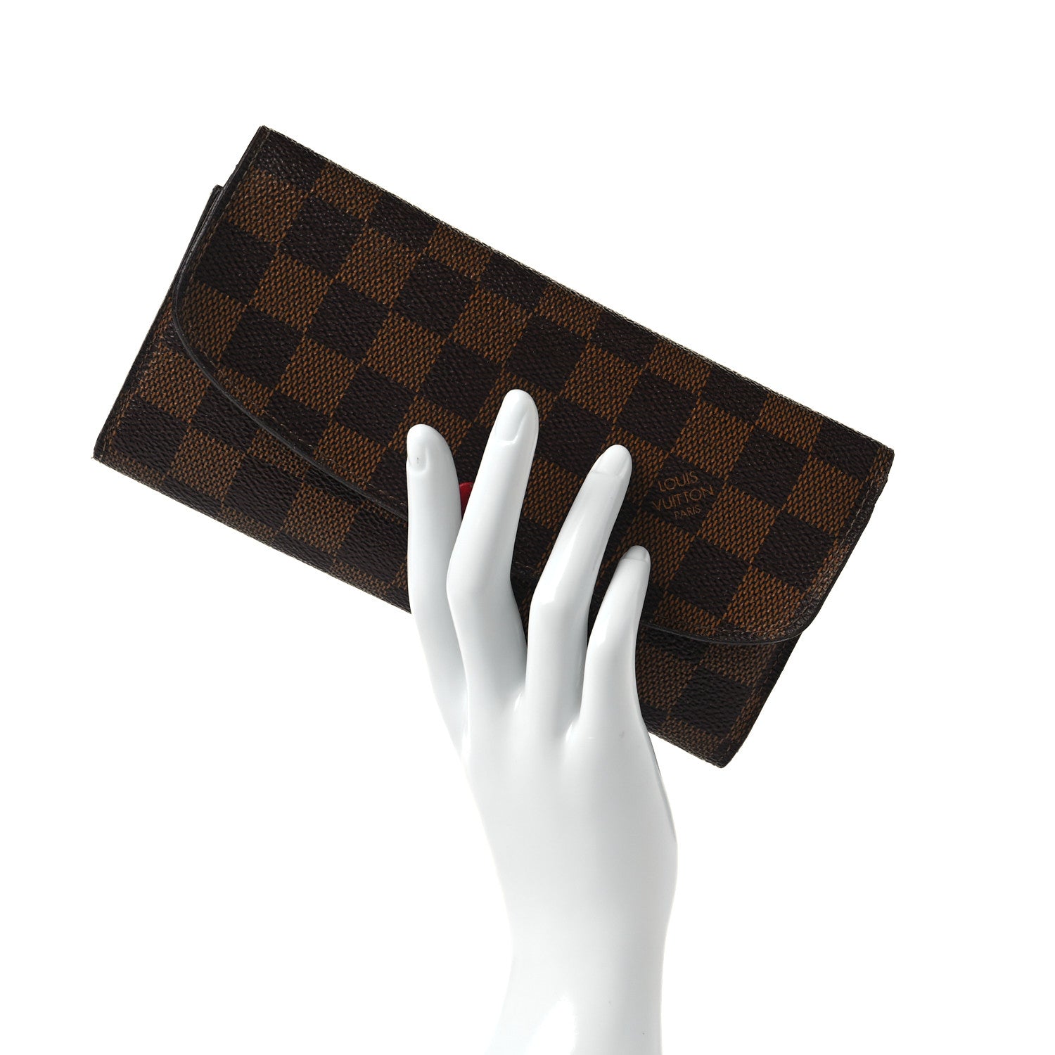 Louis Vuitton Damier Ebene Emilie Wallet Red 2 of 9