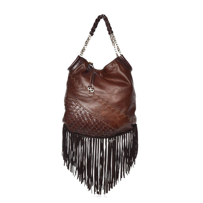 Jimmy Choo Python Calfskin Fringe Tatum Shopper Tote Brown 1 of 11